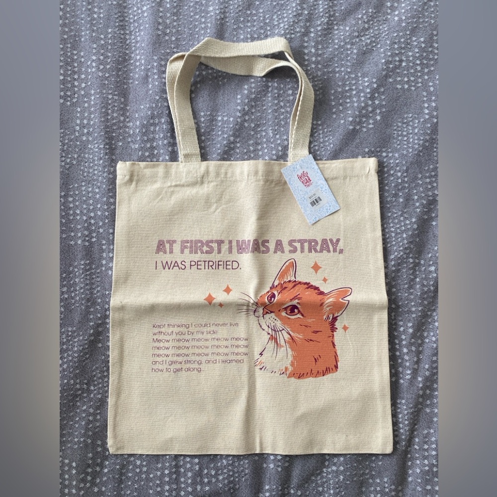 Cat Kitty Print Canvas Tote Bag NWT